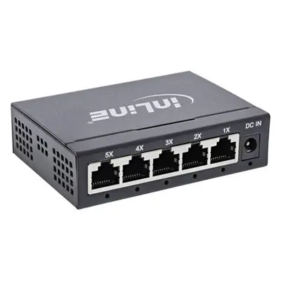 InLine® Gigabit Netzwerk Switch 5-Port, 1Gb/s, Desktop, Metallgehäuse, lüfterlos