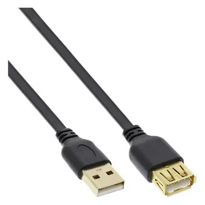 InLine® USB 2.0 Flachkabel Verlängerung, A ST / BU, schwarz, Kontakte gold, 3m