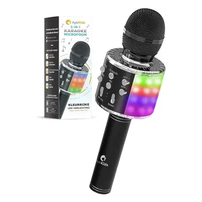 AyeKids 5-in-1 Karaoke-Mikrofon - Drahtlos & Bluetooth - Eingebauter Lautsprecher & Disco-Lichte