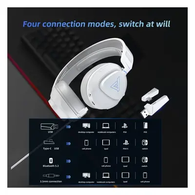 TAIDU THS318 - 2.4GHz PS4 Wireless Gaming Headset - Over-Ear PS5 Kopfhörer - mit Mikrofon - Leic