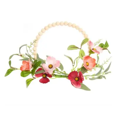 Deko-Kranz Mohnblumen mit Holzperlen