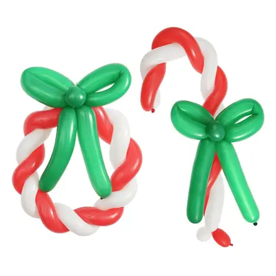 Ballonfigur Kranz/Zuckerstange Rot/Weiß