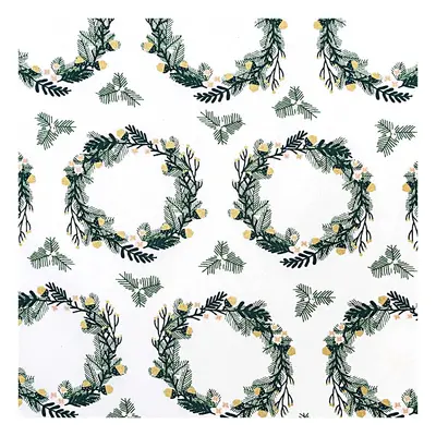 Stoff weiß Kranz klein mit gold 140cm