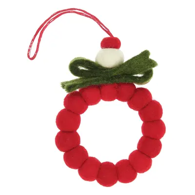 Aufhänger Filzkugeln Kranz Rot/Grün