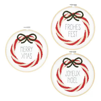 Stickpackung Bild Kranz rot-weiß Ø20,5cm