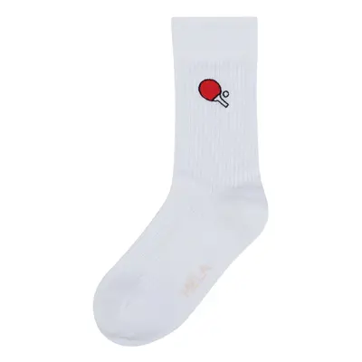 Gerippte Socken Stickerei 1er Pack Weiß / Pinq-Pong