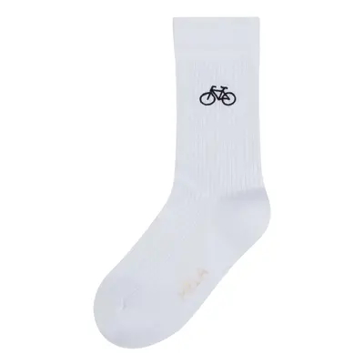 Gerippte Socken Stickerei 1er Pack Weiß / Bike