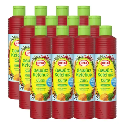 Hela - Gewürz Ketchup Curry Delikat light (30% weniger Zucker) - 12x 800ml
