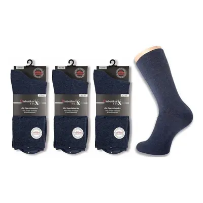 3Paar Herren Diabetiker Socken o. Gummi k. Naht 'sehr venenfreundlich' Baumwolle jeansblau Gr. 3