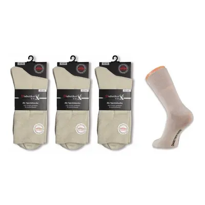 3Paar Herren Diabetiker Socken o. Gummi k. Naht 'sehr venenfreundlich' Baumwolle beige Gr. 43-46