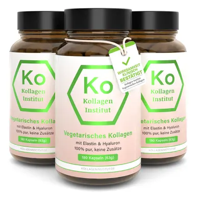 Kollagen Institut: Vegetarische Kapseln mit Hyaluron und Elastin 3x180 St