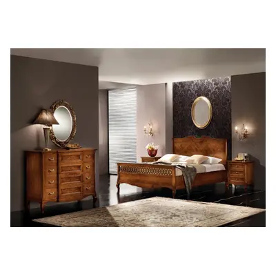 Bett Nachttisch Kommode 4tlg. Schlafzimmer Set Design Klassisch Luxus Betten