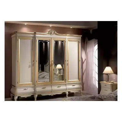 Klassischer Luxus Weißer Viertüriger Schlafzimmerschrank Holzmöbel Neu