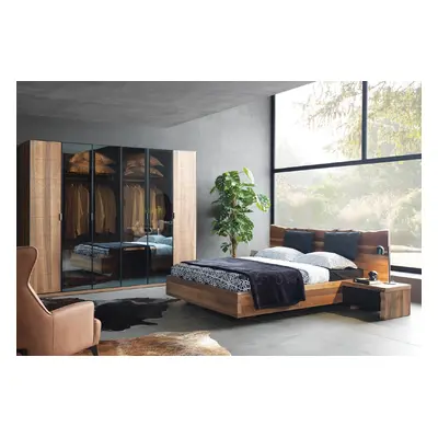 Schlafzimmer Bett 2x Nachttisch Kleiderschrank Garnitur Holz Modern Set
