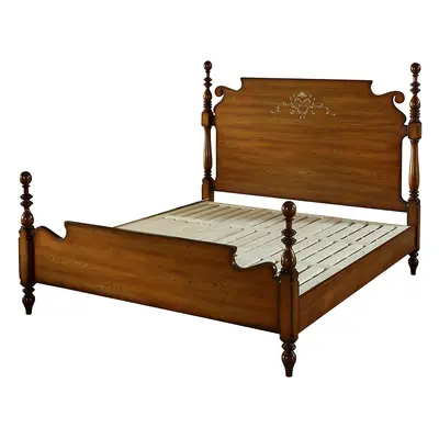 Nostalgie Bett echtes holz Betten Englisches Schlafzimmer Design Doppelbett Neu