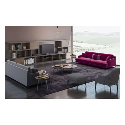 Große Graue Wohnzimmer Sofagarnitur Luxus 3+2+1 Sitzer Hocker 4tlg Neu