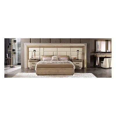 Schlafzimmermöbel Bett Massiv Beige Italienische Möbel Holz Doppelbett