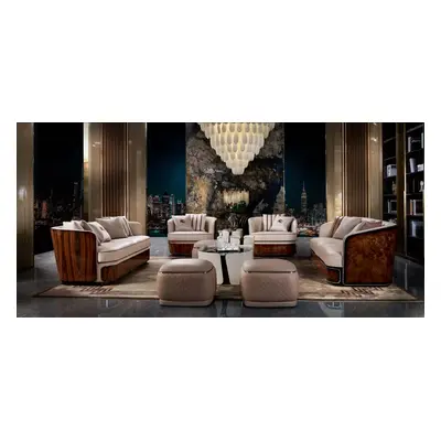 Sofa Sitzer Beige Wohnzimmer Modern Design Couchen Luxus Möbel Ledersofa Neu