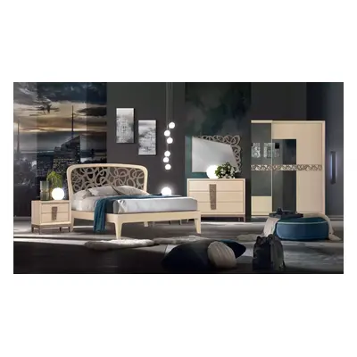 Schlafzimmer Set Bett 2x Nachttische Kleiderschrank Design Luxus 6tlg
