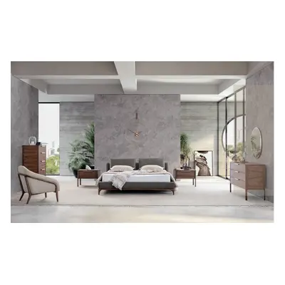 Schlafzimmer Komplett Set Bett 2x Nachttische Kommode Schrank Modern