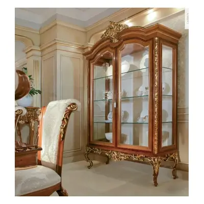 Vitrine Schränke Vitrinen Holz Luxus Glasschrank Möbel Barock Schrank