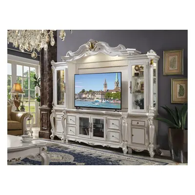 Fernseh Wand Klassisch Wohnwand Echt Handarbeit Holz Deko Vitrine Regal