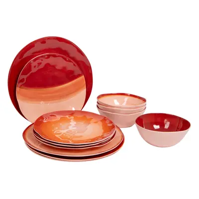 BO-CAMP Melamin Geschirr Set Halo Camping Essgeschirr Reise Picknick Teller-Rot