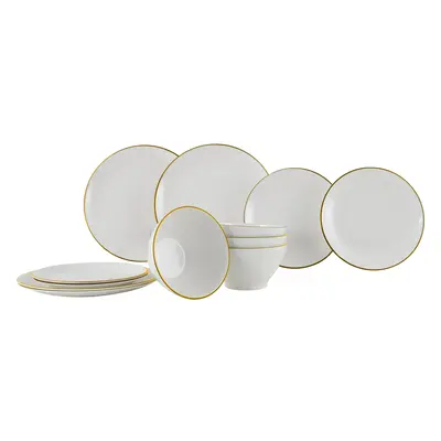 GIMEX Melamin Geschirr Set Linea Line Camping Essgeschirr Reise Picknick Teller-Gold