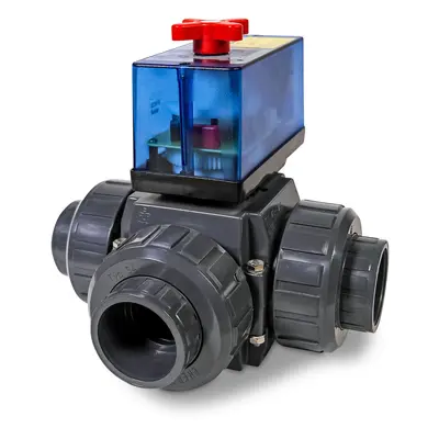 Praher 3-Wege Solar PVC Kugelhahn mit elektrischem Stellantrieb 230 Volt