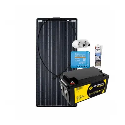Wohnmobil Solar-Set 100W 78 Ah AGM Batterie Victron MPPT Solarladeregler Autark Paket mit 0% MwS