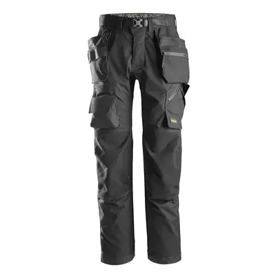 Snickers FlexiWork, Bodenleger-Arbeitshose+ mit Holstertaschen 154 stahlgrau-schwarz