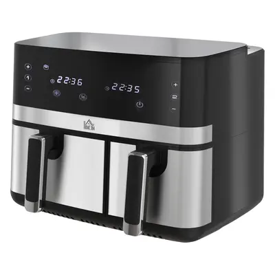HOMCOM Heißluftfritteuse 8,5L Doppelkammer 8in1 Rezeptur Airfryer Antihaftbeschichtung Touchscre