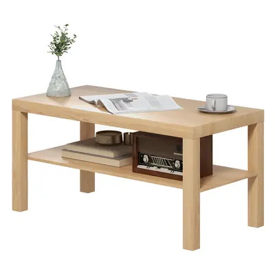 HOMCOM Rechteckiger Couchtisch Klassisch mit großem Ablagefach aus Holz, moderner Sofa Kaffeetis