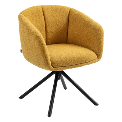 HOMCOM Sessel Loungesessel mit Armlehne, Leinenoptik, Esszimmerstuhl drehbar, Drehsessel mit Met