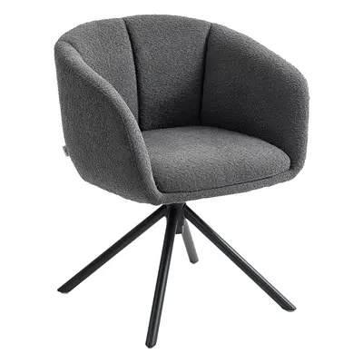 HOMCOM Sessel Loungesessel mit Armlehne, Leinenoptik, Esszimmerstuhl drehbar, Drehsessel mit Met