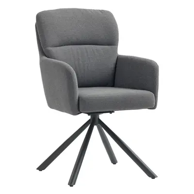 HOMCOM Esszimmerstuhl 360° Drehbar Küchenstuhl mit Leinenbezug, Ergonomisch Drehstuhl mit Armleh