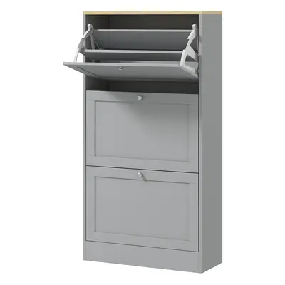 HOMCOM Schuhschrank 18 Paar, moderner schmaler Schuhschrank mit 3 klappbaren Schubladen und vers