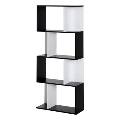 HOMCOM Bücherregal S-förmiges Standregal Lagerregal 4-stufige Vitrine mit Hardware-Schnalle mode