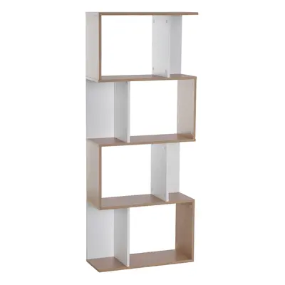 HOMCOM Bücherregal S-förmiges Standregal Lagerregal 4-stufige Vitrine mit Hardware-Schnalle mode