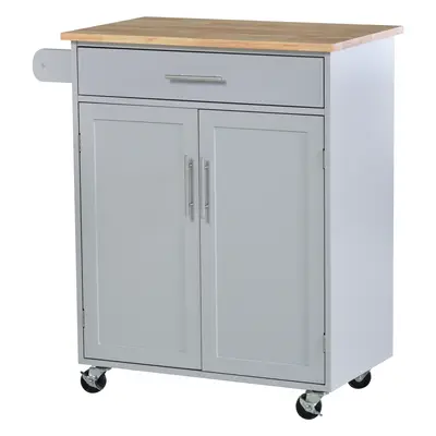 HOMCOM Küchenservierwagen auf Rollen Servicewagen Kücheninsel mit Schublade Schrank und Geschirr